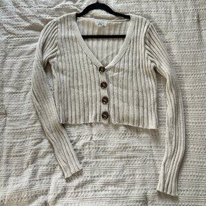 RSQ Women's Cream and Tan Cardigan small